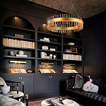 Люстра кольцевая чёрного цвета с вертикальными стеклянными элементами Ring Horizontal варинант исполнения - 2 | Loft Concept в Нижнем Новгороде