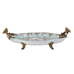 Блюдо овальное из голубого фарфора с ручками в виде бабочек и цветочным рисунком Blue Garden варинант исполнения - 1 | Loft Concept в Нижнем Новгороде