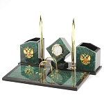 Настольный письменный набор из змеевика с часами и гербом Successful Leader варинант исполнения - 2 | Loft Concept в Нижнем Новгороде