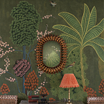 Обои ручная роспись Malwa Original colourway on Olive tobacco варинант исполнения - 1 | Loft Concept в Нижнем Новгороде