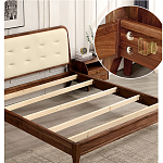 Кровать двуспальная с каркасом из дерева и мягким изголовьем Moon Walnut Bed варинант исполнения - 5 | Loft Concept в Нижнем Новгороде