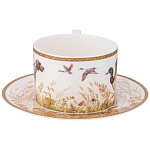 Чайная пара из фарфора с изображением собаки и уток 300 мл Hunting Porcelain Collection варинант исполнения - 2 | Loft Concept в Нижнем Новгороде