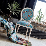 Стул из массива бука бирюзовый с изображением птиц и цветов Turquoise Beige Chinoiserie Peach Garden Chair варинант исполнения - 6 | Loft Concept в Нижнем Новгороде
