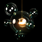 Подвесной светильник с прозрачными бирюзовыми стеклянными шарами и золотыми деталями Диаметр 46 Giopato & Coombes варинант исполнения - 4 | Loft Concept в Нижнем Новгороде