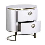 Тумбочка белая овальная с мраморной столешницей Thoroughbass варинант исполнения - 2 | Loft Concept в Нижнем Новгороде