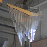 Люстра золотого цвета в форме галочки с каскадом длинных прозрачных трубок Eurofase варинант исполнения - 14 | Loft Concept в Нижнем Новгороде