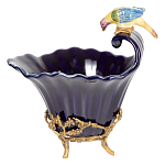 Чаша темно-синего цвета из фарфора с разноцветной птичкой Eden Garden porcelain and bronze варинант исполнения - 8 | Loft Concept в Нижнем Новгороде