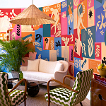 Обои ручная роспись в стиле Арт-деко Jazz Original colourway on painted silk with embroidery варинант исполнения - 1 | Loft Concept в Нижнем Новгороде