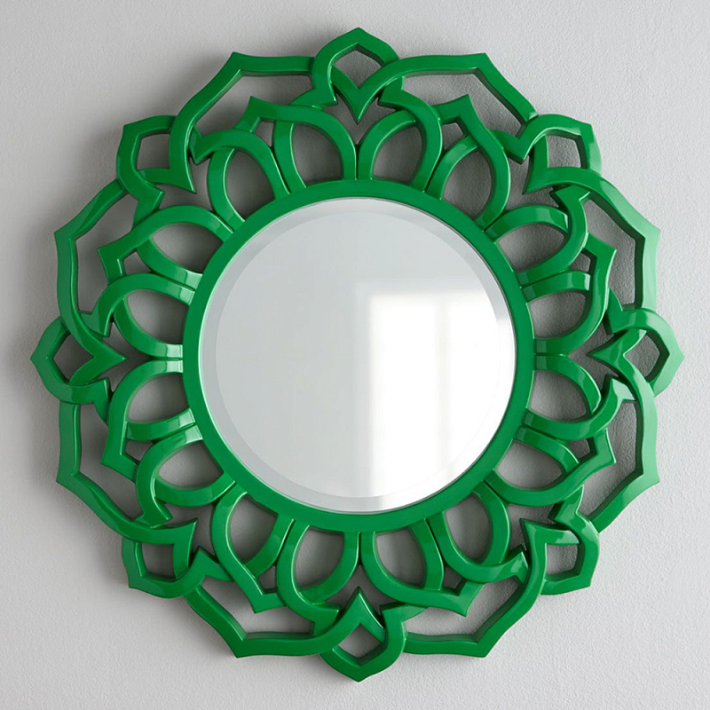 Зеркало круглое в ажурной зеленой раме Green Floral Pattern Зеленый Зеркало круглое в ажурной зеленой раме Green Floral Pattern Зеленый в Нижнем Новгороде | Loft Concept