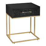Приставной столик с резным узором на выдвижном ящике Black Table Carved Pattern варинант исполнения - 1 | Loft Concept в Нижнем Новгороде