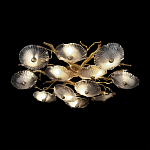 Потолочная люстра круглая ветвистыми бронзовыми элементами и стеклянными рифлеными дисками Textured Glass Chandelier варинант исполнения - 4 | Loft Concept в Нижнем Новгороде