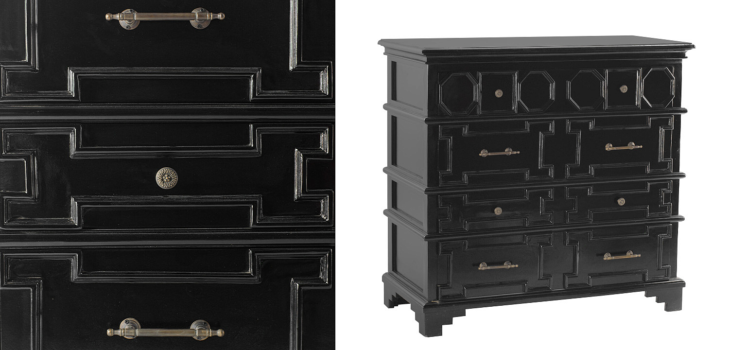 Комод с 4-мя ящиками Chest Beaux Art Черный Комод с 4-мя ящиками Chest Beaux Art Черный - Loft-Concept в Нижнем Новгороде