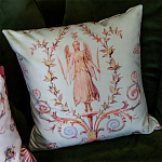 Декоративная подушка светло-зеленая с растительным орнаментом Raffael Angel Green Cushion варинант исполнения - 3 | Loft Concept в Нижнем Новгороде