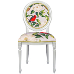 Стул светло-серый из натурального бука с изображением птиц и цветов Blooming Birds Red  варинант исполнения - 1 | Loft Concept в Нижнем Новгороде