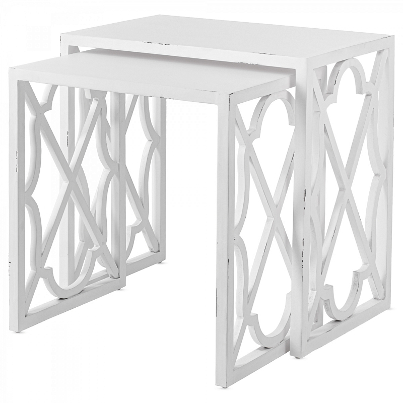 Комплект столиков Tommy Bahama Stovell Ferry Nesting Tables Белый винтажная патина   в Нижнем Новгороде | Loft Concept 