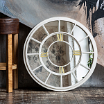 Зеркало настенное в белой металлической раме в виде часов Mirror Tower Clock варинант исполнения - 4 | Loft Concept в Нижнем Новгороде