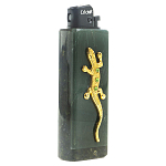 Зажигалка газовая из натурального камня Офиокальцит с декоративной металлической вставкой в виде ящерицы Metal Stone Lighters варинант исполнения - 1 | Loft Concept в Нижнем Новгороде