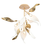 Люстра потолочная с белыми матовыми и золотыми глянцевыми листьями Wintery flovers варинант исполнения - 2 | Loft Concept в Нижнем Новгороде