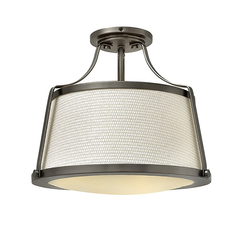 Потолочный светильник со светлым текстильным абажуром Hinkley Латунь Белый Никель в Нижнем Новгороде | Loft Concept 