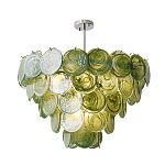 Люстра из зеленых стеклянных дисков с перламутровым эффектом Green Glowing Glaze варинант исполнения - 1 | Loft Concept в Нижнем Новгороде