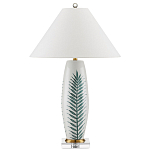 Настольная лампа овальная с тропическим принтом Stylized Aalm Leaves Motif варинант исполнения - 4 | Loft Concept в Нижнем Новгороде