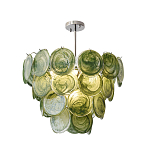 Люстра из зеленых стеклянных дисков с перламутровым эффектом Green Glowing Glaze варинант исполнения - 8 | Loft Concept в Нижнем Новгороде