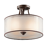 Потолочный светильник с двойным цилиндрическим плафоном из белого стекла и прозрачной органзы Kichler варинант исполнения - 1 | Loft Concept в Нижнем Новгороде