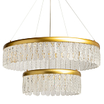 Люстра двухъярусная с золотого цвета и прозрачными подвесками Pettico варинант исполнения - 1 | Loft Concept в Нижнем Новгороде