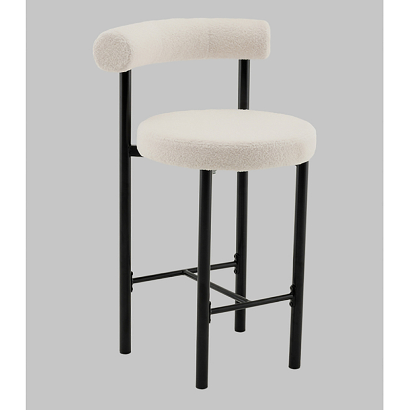 Стул полубарный Floreo букле молочный Молочный Черный в Нижнем Новгороде | Loft Concept 