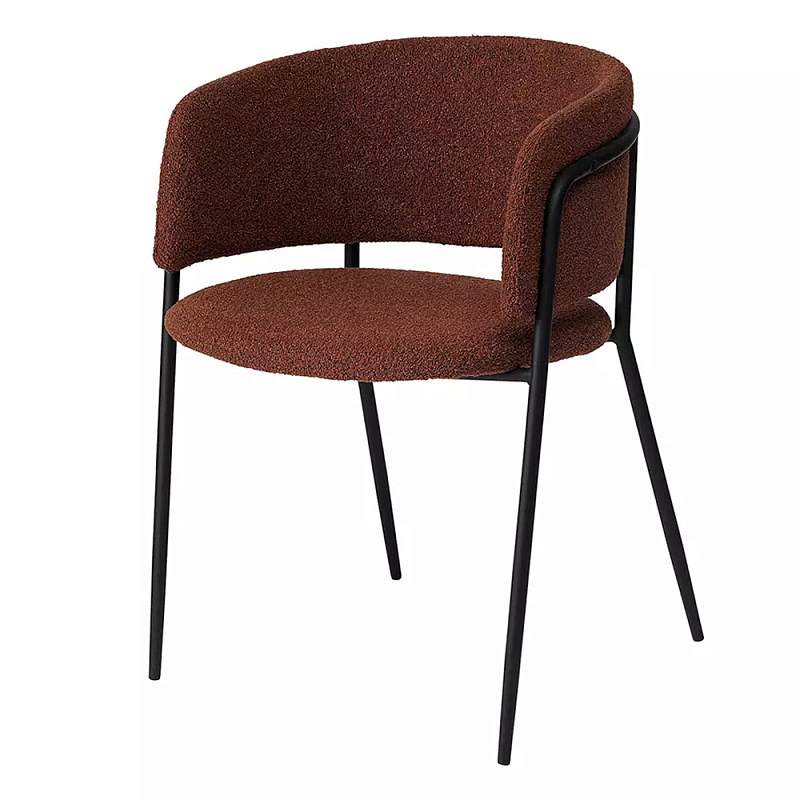 Стул полукруглый мягкий с буклированной обивкой Chair with Boucle Upholstery Черный Терракотовый в Нижнем Новгороде | Loft Concept 