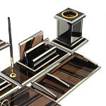 Настольный письменный набор с часами из природного камня обсидиана Team leader варинант исполнения - 4 | Loft Concept в Нижнем Новгороде