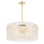 Люстра подвесная круглая с прозрачными рельефными стеклянными вставками и золотым основанием Textured Glass Chandelier варинант исполнения - 2 | Loft Concept в Нижнем Новгороде