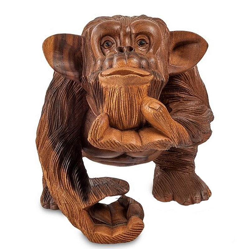 Статуэтка деревянная в виде обезьяны Wooden Monkey Коричневый в Нижнем Новгороде | Loft Concept 