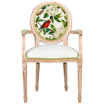 Стул с подлокотниками золотистый из бука с изображением птиц и цветов Blooming Red Birds варинант исполнения - 1 | Loft Concept в Нижнем Новгороде