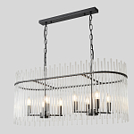 Люстра подвесная овальная со стеклянными прозрачными трубками и металлическим каркасом черного цвета Nembus варинант исполнения - 3 | Loft Concept в Нижнем Новгороде