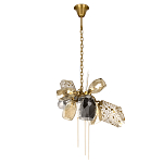 Люстра подвесная со стеклянными плафонами из дымчатого и золотистого с тремя вертикальными подвесками Gilded Mirage  варинант исполнения - 2 | Loft Concept в Нижнем Новгороде