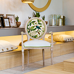 Стул с подлокотниками золотистый из бука с изображением птиц и цветов Blooming Birds варинант исполнения - 4 | Loft Concept в Нижнем Новгороде