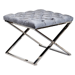 Пуф велюровый серый с каретной стяжкой Perennially варинант исполнения - 1 | Loft Concept в Нижнем Новгороде