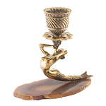 Подсвечник бронзовый из натурального камня агат Stone Candlestick варинант исполнения - 1 | Loft Concept в Нижнем Новгороде