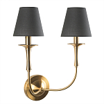 Бра с металлическим основанием бронзового цвета и 2-мя черными конусовидными абажурами Dignity варинант исполнения - 1 | Loft Concept в Нижнем Новгороде