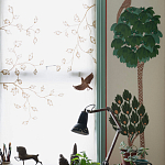 Обои с вышивкой ручной работы Mughal Trees Original colourway on linen варинант исполнения - 3 | Loft Concept в Нижнем Новгороде