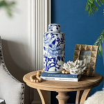 Ваза цилиндрической формы с крышкой и синим цветочным узором на белом фоне Blue & White Ornament варинант исполнения - 6 | Loft Concept в Нижнем Новгороде