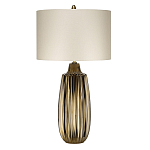 Настольная лампа с рифленым керамическим основанием в бронзовом цвете и жемчужным шёлковым абажуром Elstead Lighting варинант исполнения - 1 | Loft Concept в Нижнем Новгороде