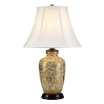 Настольная лампа с фарфоровым основанием с декоративным орнаментом и белым абажуром на темной круглой подставке Elstead Lighting варинант исполнения - 6 | Loft Concept в Нижнем Новгороде