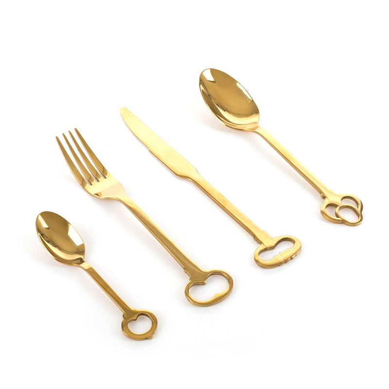 Набор столовых приборов Seletti Keytlery Gold set of 6 Золотой в Нижнем Новгороде | Loft Concept 