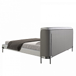 Кровать двуспальная серая с мягким изголовьем из экокожи и ткани Modern Look варинант исполнения - 4 | Loft Concept в Нижнем Новгороде