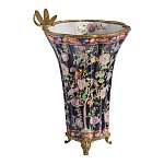 Ваза из фарфора черная с цветочной росписью и бронзовой стрекозой Spring Garden варинант исполнения - 3 | Loft Concept в Нижнем Новгороде