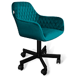 Стул с мягкой бирюзовой обивкой из велюра и подъемно-поворотным механизмом на черных колесиках Harper Turquoise варинант исполнения - 1 | Loft Concept в Нижнем Новгороде