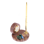 Часы настольные с шариковой металлической ручкой из натурального камня Stone Clock варинант исполнения - 5 | Loft Concept в Нижнем Новгороде