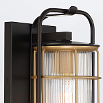 Настенный фонарь цилиндрической формы с рифленым стеклом в золотом каркасе на черном прямоугольном основании Eurofase варинант исполнения - 5 | Loft Concept в Нижнем Новгороде